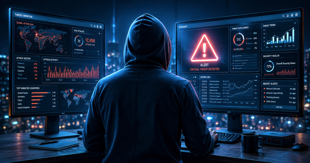 Cybersecurity analyst monitoring AI-enabled threats