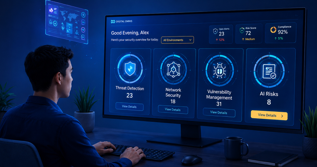 Technology professional using an AI-enabled security dashboard